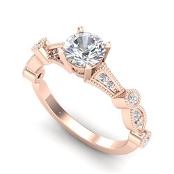 1.03 CTW VS/SI Diamond Solitaire Art Deco Ring 18K Rose Gold - REF-203T6M - 36972