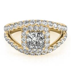 1.85 CTW Certified VS/SI Princess Diamond Solitaire Halo Ring 18K Yellow Gold - REF-261Y3K - 27197