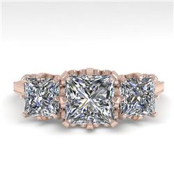 2 CTW Past Present Future Certified VS/SI Princess Diamond Ring 18K Rose Gold - REF-414K2W - 35783