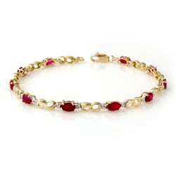3.76 CTW Ruby & Diamond Bracelet 10K Yellow Gold - REF-43Y6K - 14510