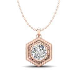 0.76 CTW VS/SI Diamond Solitaire Art Deco Stud Necklace 18K Rose Gold - REF-178N2Y - 36903
