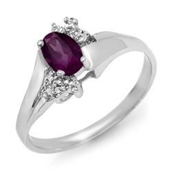 0.55 CTW Amethyst & Diamond Ring 18K White Gold - REF-30X9T - 12534