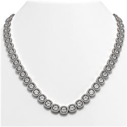 37.60 CTW Cushion Diamond Designer Necklace 18K White Gold - REF-6959M6H - 42713