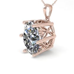 1 CTW Certified VS/SI Oval Diamond Necklace 18K Rose Gold - REF-279F2N - 35864
