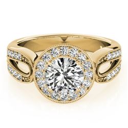 1.4 CTW Certified VS/SI Diamond Solitaire Halo Ring 18K Yellow Gold - REF-418T2M - 27080
