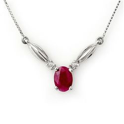 1.30 CTW Ruby & Diamond Necklace 10K White Gold - REF-19N8Y - 11458