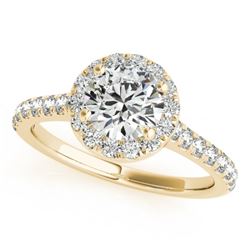 1.11 CTW Certified VS/SI Diamond Solitaire Halo Ring 18K Yellow Gold - REF-213N6Y - 26391