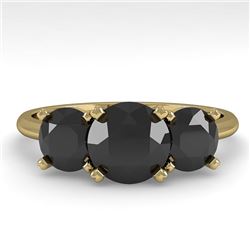 2 CTW Black Diamond Past Present Future Designer Ring 14K Yellow Gold - REF-71X8T - 38495