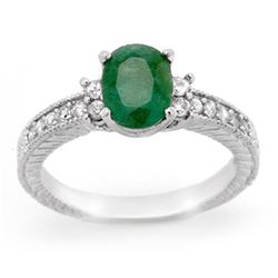 2.14 CTW Emerald & Diamond Ring 14K White Gold - REF-50A9X - 14169