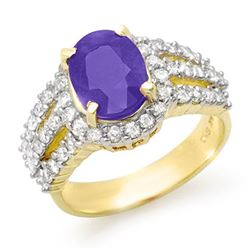 4.70 CTW Tanzanite & Diamond Ring 14K Yellow Gold - REF-152F8N - 14344