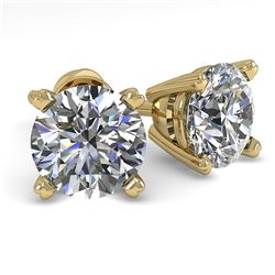 1.53 CTW VS/SI Diamond Stud Designer Earrings 14K Yellow Gold - REF-247T6M - 30593