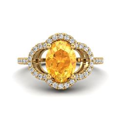 1.75 CTW Citrine & Micro Pave VS/SI Diamond Ring 10K Yellow Gold - REF-32N9Y - 20980