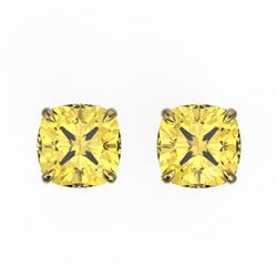 3 CTW Cushion Cut Citrine Designer Solitaire Stud Earrings 18K Yellow Gold - REF-29W3F - 21739