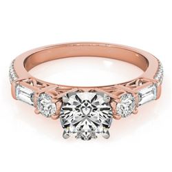 2 CTW Certified VS/SI Diamond Pave Solitaire Ring 18K Rose Gold - REF-452A2X - 28108