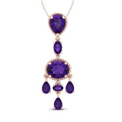 8 CTW Amethyst Necklace Designer Vintage 10K Rose Gold - REF-34T4M - 20392