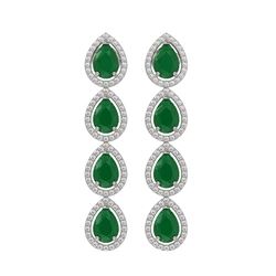 10.2 CTW Emerald & Diamond Halo Earrings 10K White Gold - REF-155N5Y - 41138