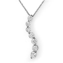 1.0 CTW Certified VS/SI Diamond Necklace 14K White Gold - REF-95T5M - 11788