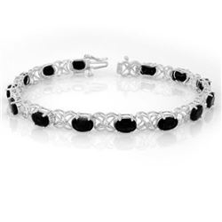 16.05 CTW Blue Sapphire & Diamond Bracelet 14K White Gold - REF-80T9M - 10744