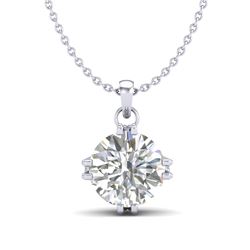 1 CTW VS/SI Diamond Solitaire Art Deco Stud Necklace 18K White Gold - REF-294K2W - 36914