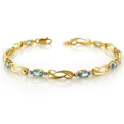 2.02 CTW Blue Topaz & Diamond Bracelet 10K Yellow Gold - REF-26W2F - 10611
