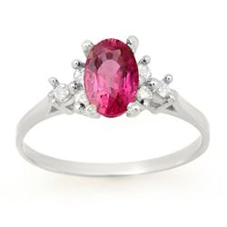 0.80 CTW Pink Sapphire & Diamond Ring 14K White Gold - REF-26X2T - 14213
