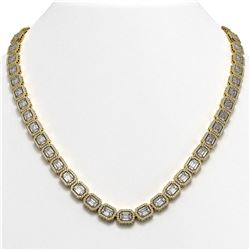 38.05 CTW Emerald Cut Diamond Designer Necklace 18K Yellow Gold - REF-8080W2F - 42751