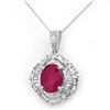 Image 1 : 6.26 CTW Ruby & Diamond Pendant 18K White Gold - REF-178W2F - 13030