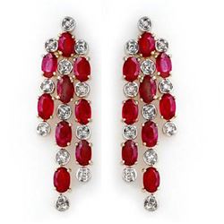 4.03 CTW Ruby & Diamond Earrings 14K Yellow Gold - REF-109A3X - 14200