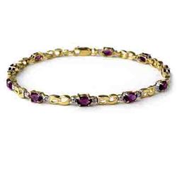 2.03 CTW Amethyst & Diamond Bracelet 10K Yellow Gold - REF-25T3M - 13013