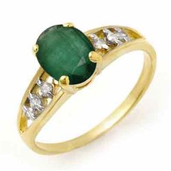 1.50 CTW Emerald & Diamond Ring 10K Yellow Gold - REF-17Y8K - 14282