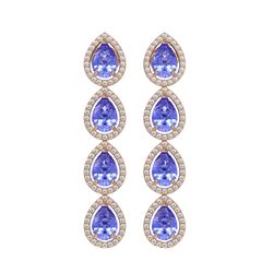 9.01 CTW Tanzanite & Diamond Halo Earrings 10K Rose Gold - REF-193N6Y - 41148
