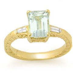 2.20 CTW Aquamarine & Diamond Ring 10K Yellow Gold - REF-47F5N - 11684