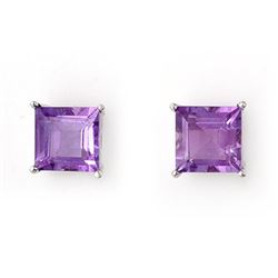 2.0 CTW Amethyst Earrings 14K White Gold - REF-13T6M - 11015