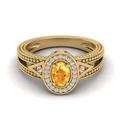 0.53 CTW Citrine & VS/SI Diamond Solitaire Halo Fashion Ring 10K Yellow Gold - REF-25T3M - 20835