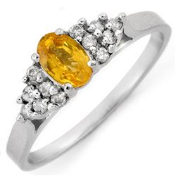 0.74 CTW Yellow Sapphire & Diamond Ring 10K White Gold - REF-22W4F - 10683