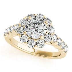 2.35 CTW Certified VS/SI Diamond Solitaire Halo Ring 18K Yellow Gold - REF-437T5M - 26376
