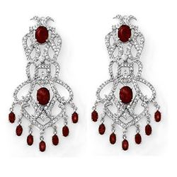 17.50 CTW Ruby & Diamond Earrings 14K White Gold - REF-439N6Y - 11845