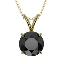 1 CTW Fancy Black VS Diamond Solitaire Necklace 10K Yellow Gold - REF-26F3N - 33187