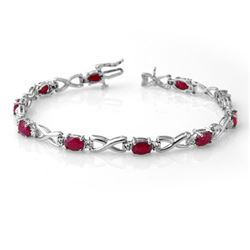 8.50 CTW Ruby & Diamond Bracelet 14K White Gold - REF-80M2H - 14068