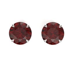 4 CTW Garnet Designer Inspired Solitaire Stud Earrings 18K White Gold - REF-29T3M - 21823