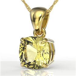 2 Cushion Cut CTW Sapphire Designer Solitaire Necklace 18K Yellow Gold - REF-28F2N - 21961