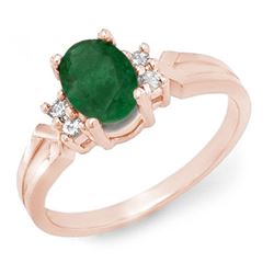 0.87 CTW Emerald & Diamond Ring 14K Rose Gold - REF-25A3X - 12525