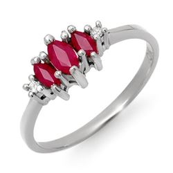 0.54 CTW Ruby & Diamond Ring 18K White Gold - REF-23T3M - 12306