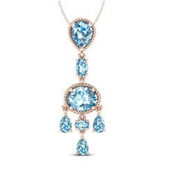 8 CTW Sky Blue Topaz Necklace Designer Vintage 10K Rose Gold - REF-34F4N - 20395