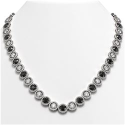 35.55 CTW Black & White Diamond Designer Necklace 18K White Gold - REF-3583W3F - 42695