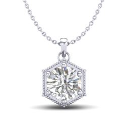 0.82 CTW VS/SI Diamond Solitaire Art Deco Stud Necklace 18K White Gold - REF-218F2N - 37220