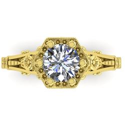 1 CTW Solitaire Certified VS/SI Diamond Ring 14K Yellow Gold - REF-287T3M - 38531