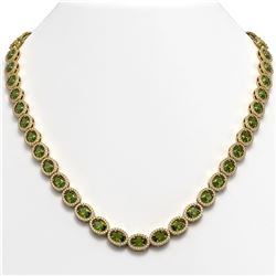 31.1 CTW Tourmaline & Diamond Halo Necklace 10K Yellow Gold - REF-600A2X - 40423