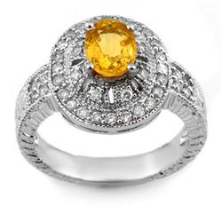 2.08 CTW Yellow Sapphire & Diamond Ring 14K White Gold - REF-72F2N - 10787