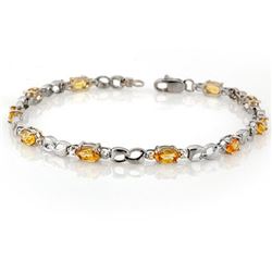 3.51 CTW Yellow Sapphire & Diamond Bracelet 18K White Gold - REF-57X6T - 11036